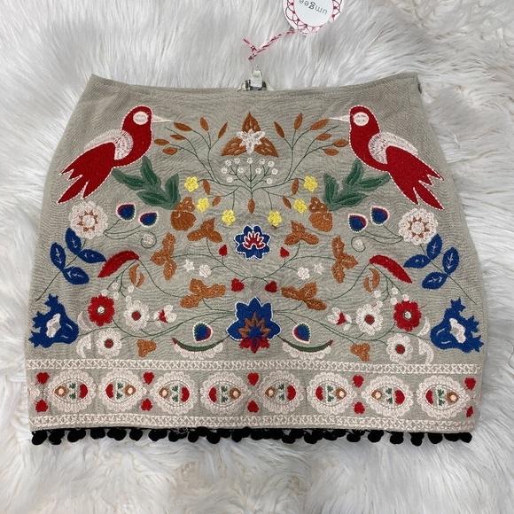 Umgee Dresses & Skirts - Umgee Khaki Embroidered Detail Mini Skirt